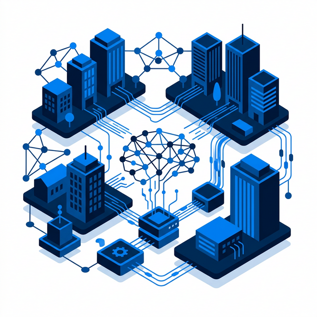 AI transformation illustration showing interconnected enterprise systems